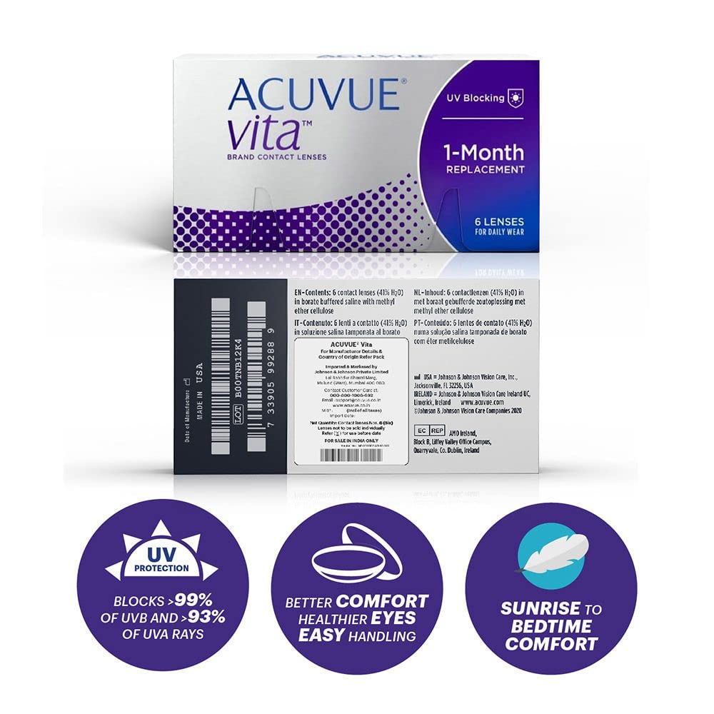 ACUVUE - Vita Monthly Disposable Contact Lenses - Pack of 6 lenses
