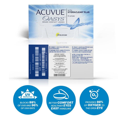 ACUVUE - Oasys with Hydraclear Plus - Two Week Reusable Contact Lenses Pack of 6 lenses