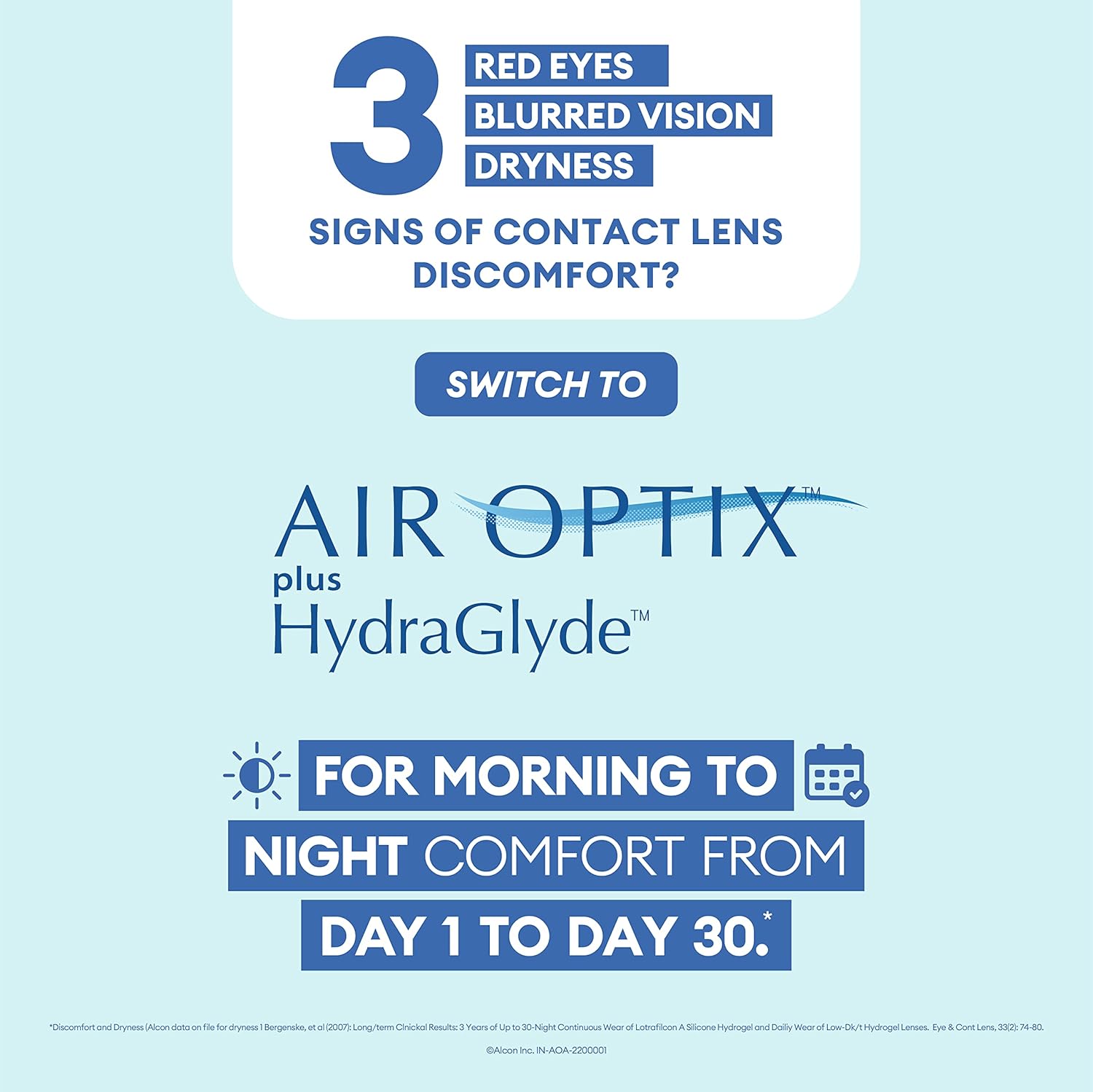 ALCON Air Optix Plus Hydraglyde - Monthly reusable contact lenses- Pack of 3